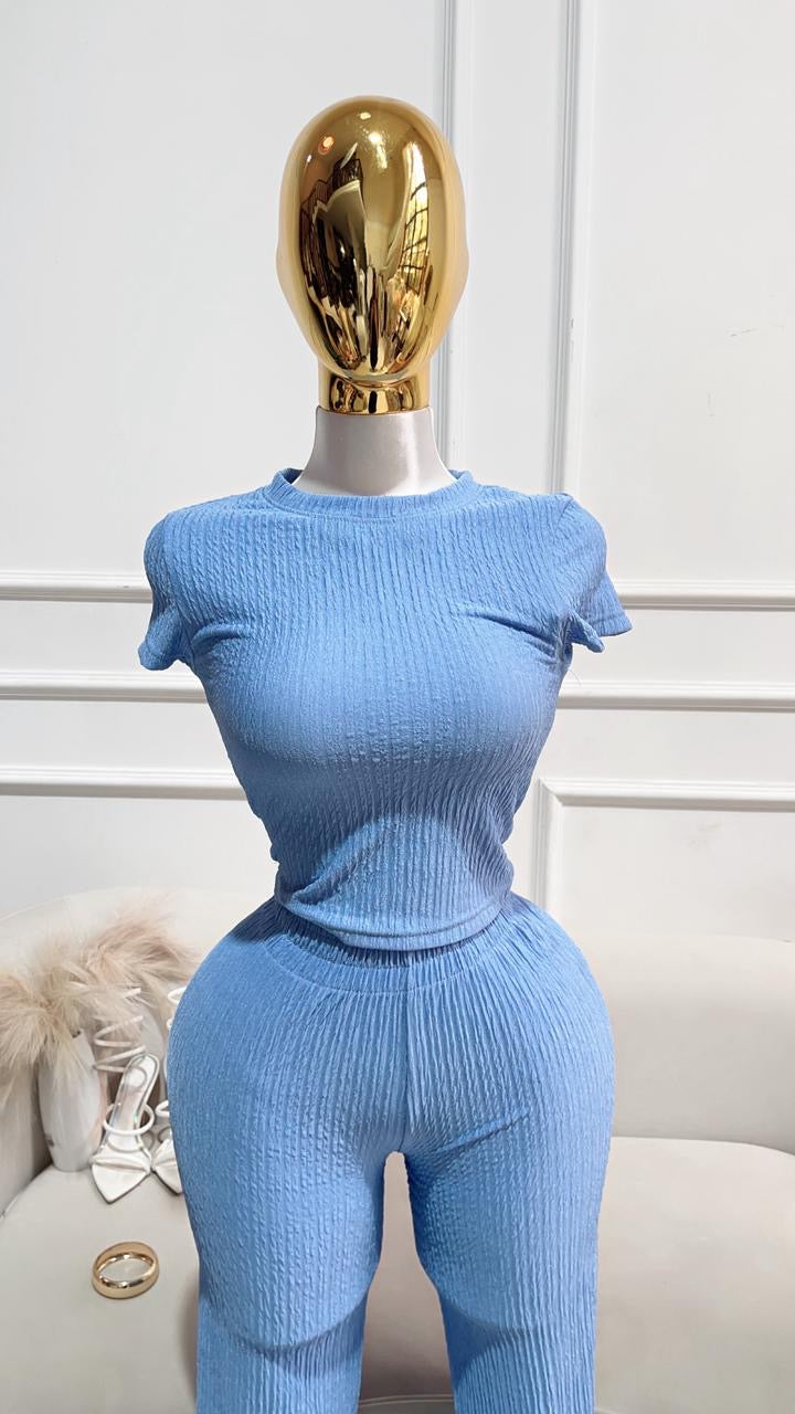 CONJUNTO AZUL PANTALÓN DRAPEADO
