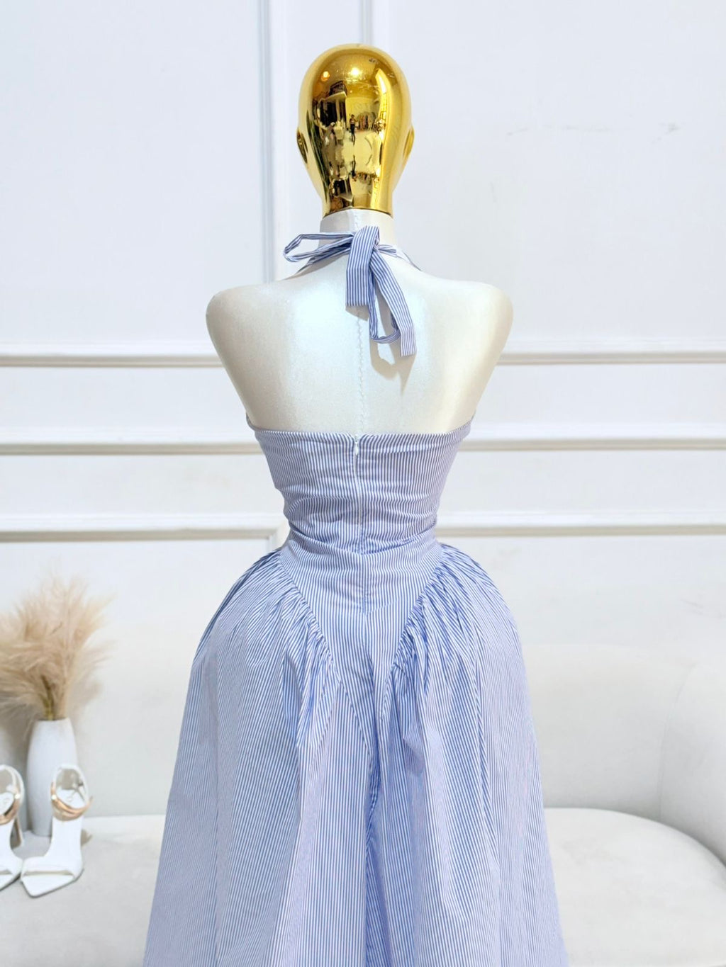 VESTIDO AZUL LARGO RAYAS
