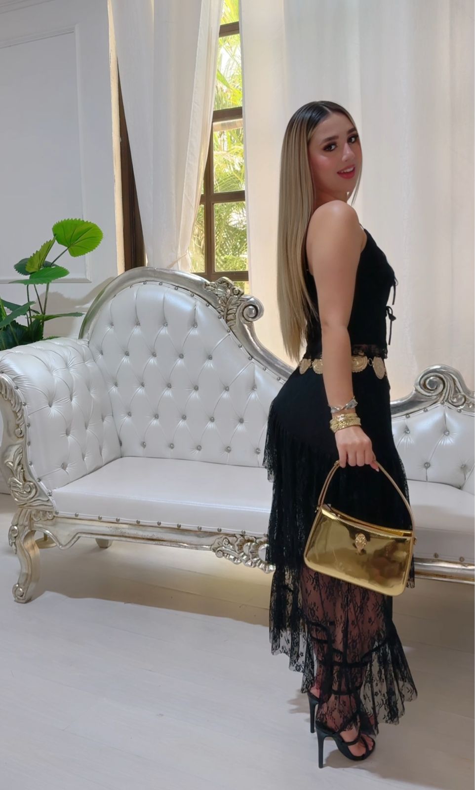 Set Top Falda Encaje Negro