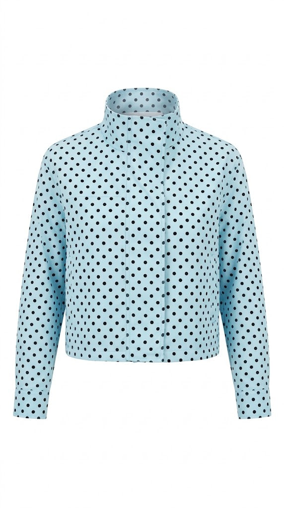 Blusa ml azul lunares negros
