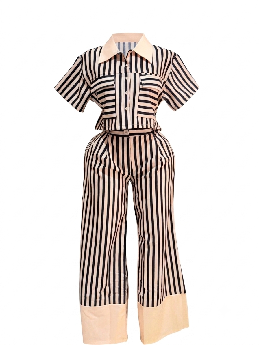 CONJUNTO PANTALON RAYAS DURAZNO