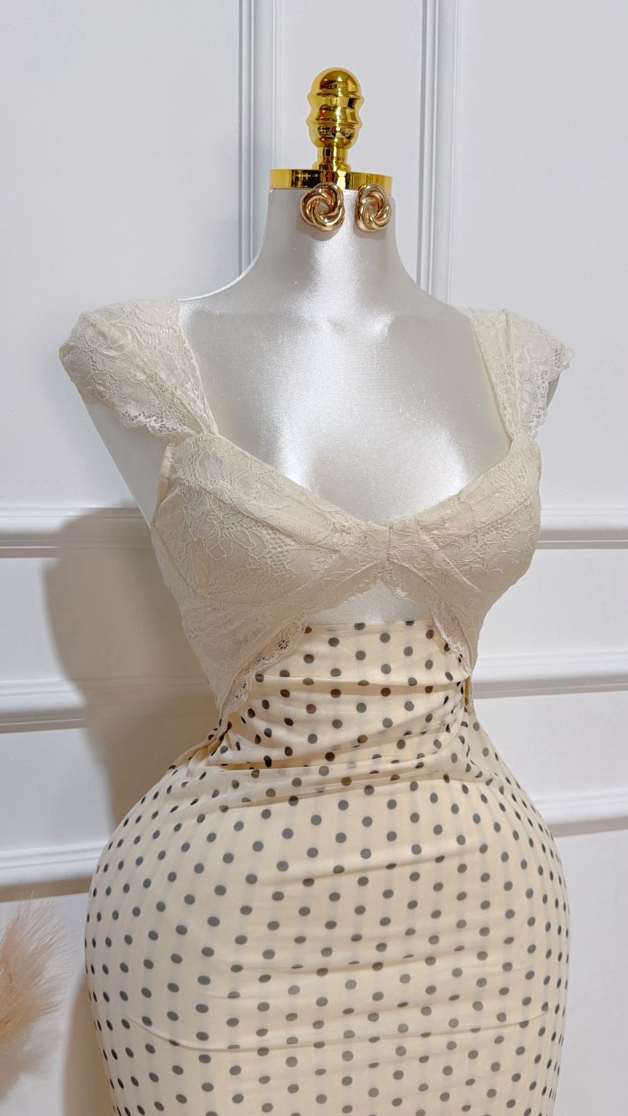 Vestido Encaje Estampado Lunares
