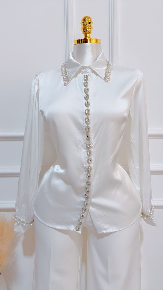 Camisa Blanca Pedrería