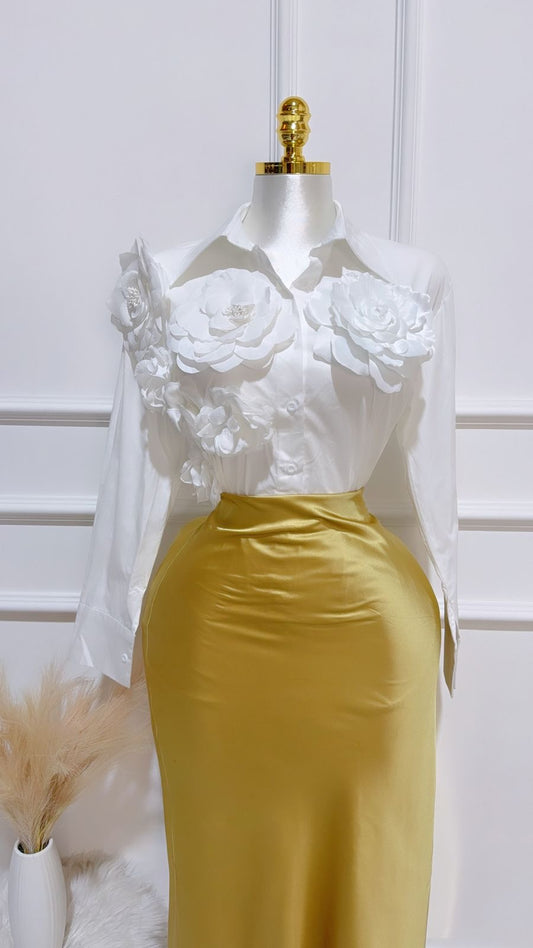 Camisa De Rosa Blanca