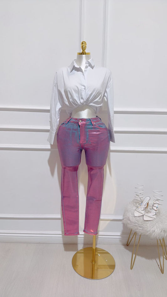 Pantalon Metalico Rosa