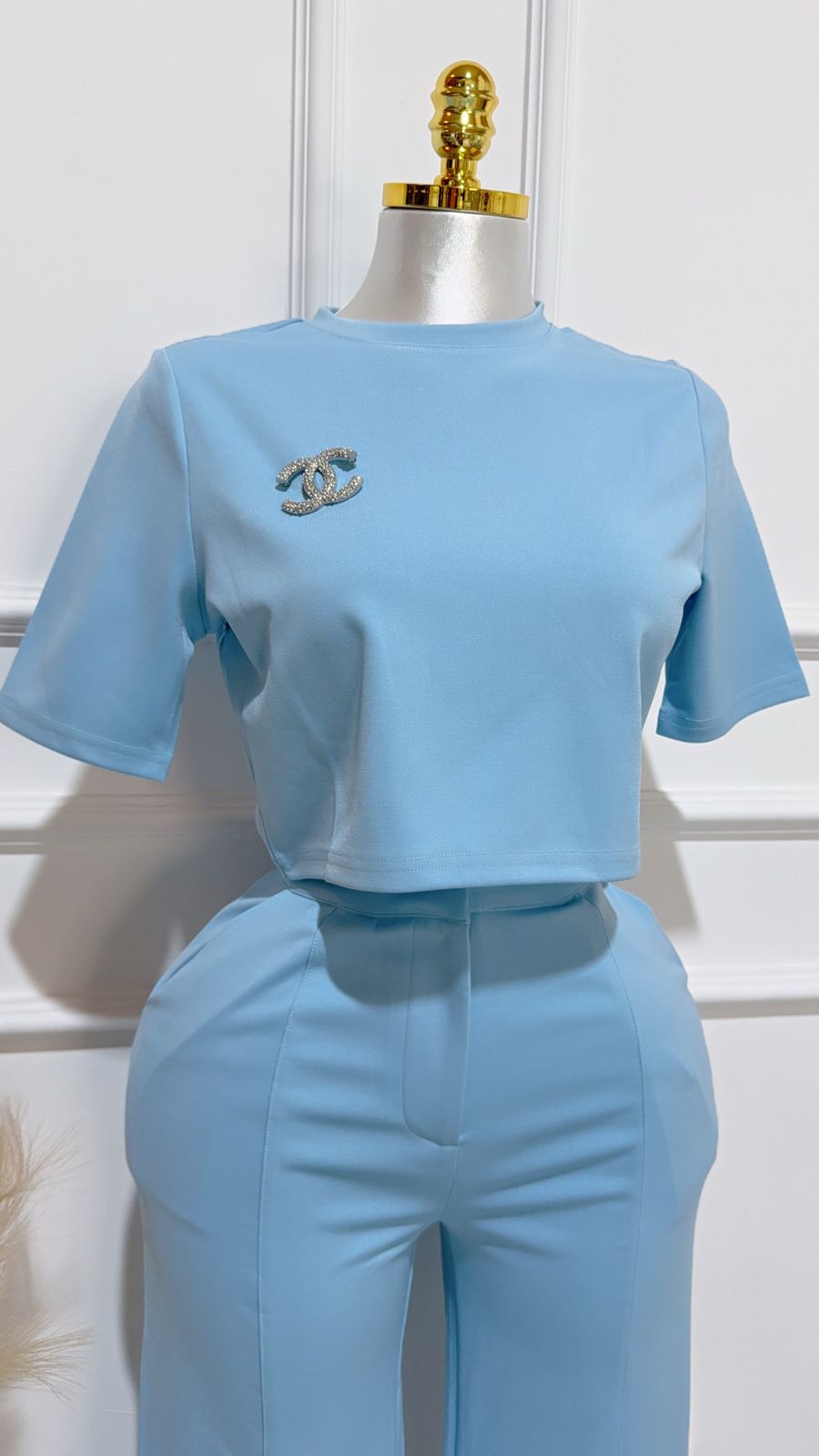 Set Azul Blusa Pantalon