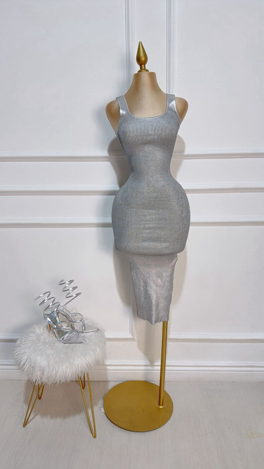 Vestido Tirante Plateado