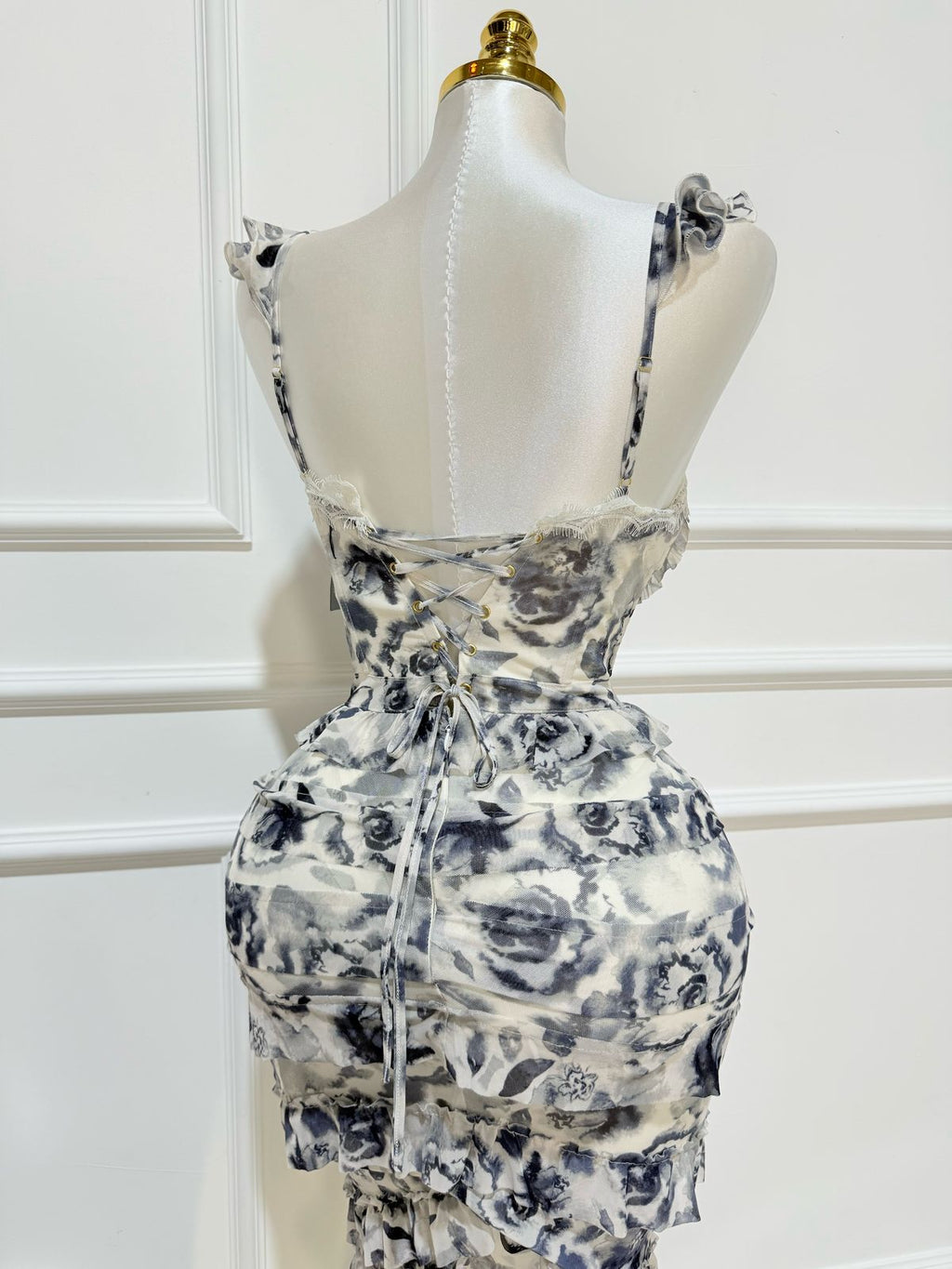 Vestido Mesh Volantes Navy