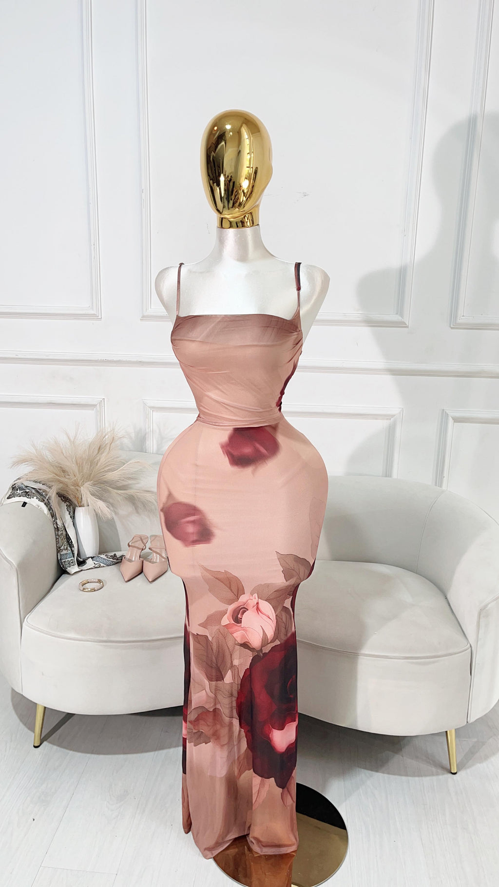 VESTIDO TIRANTES FLOR ROSA