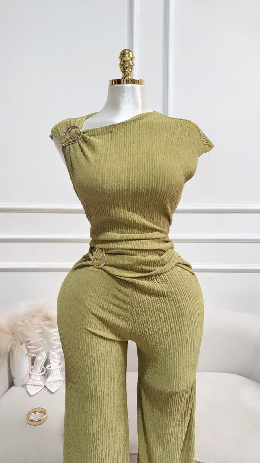 SET DE PANTALÓN VERDE DRAPEADO