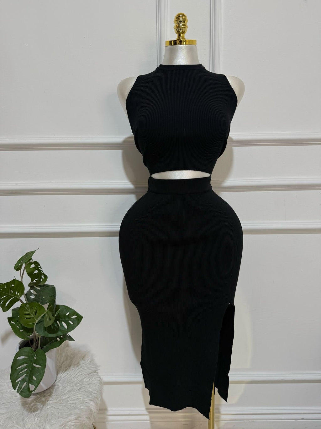 Set Blusa Falda Larga Negro