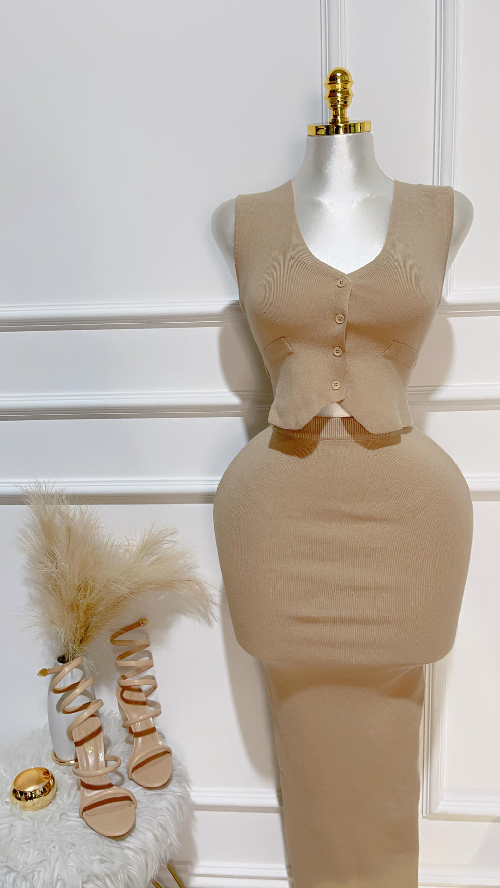 Set Chaleco Falda Larga