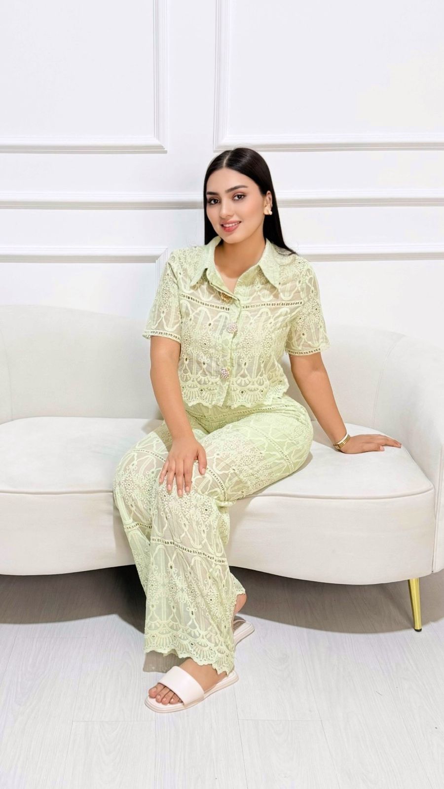 Set Camisa Botones Pantalon Verde