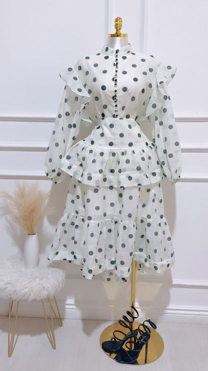 Set Blusa Falda Puntos Negros