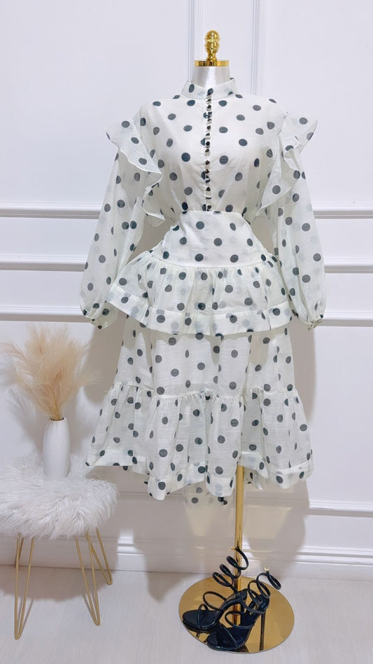 Set Blusa Falda Puntos Negros