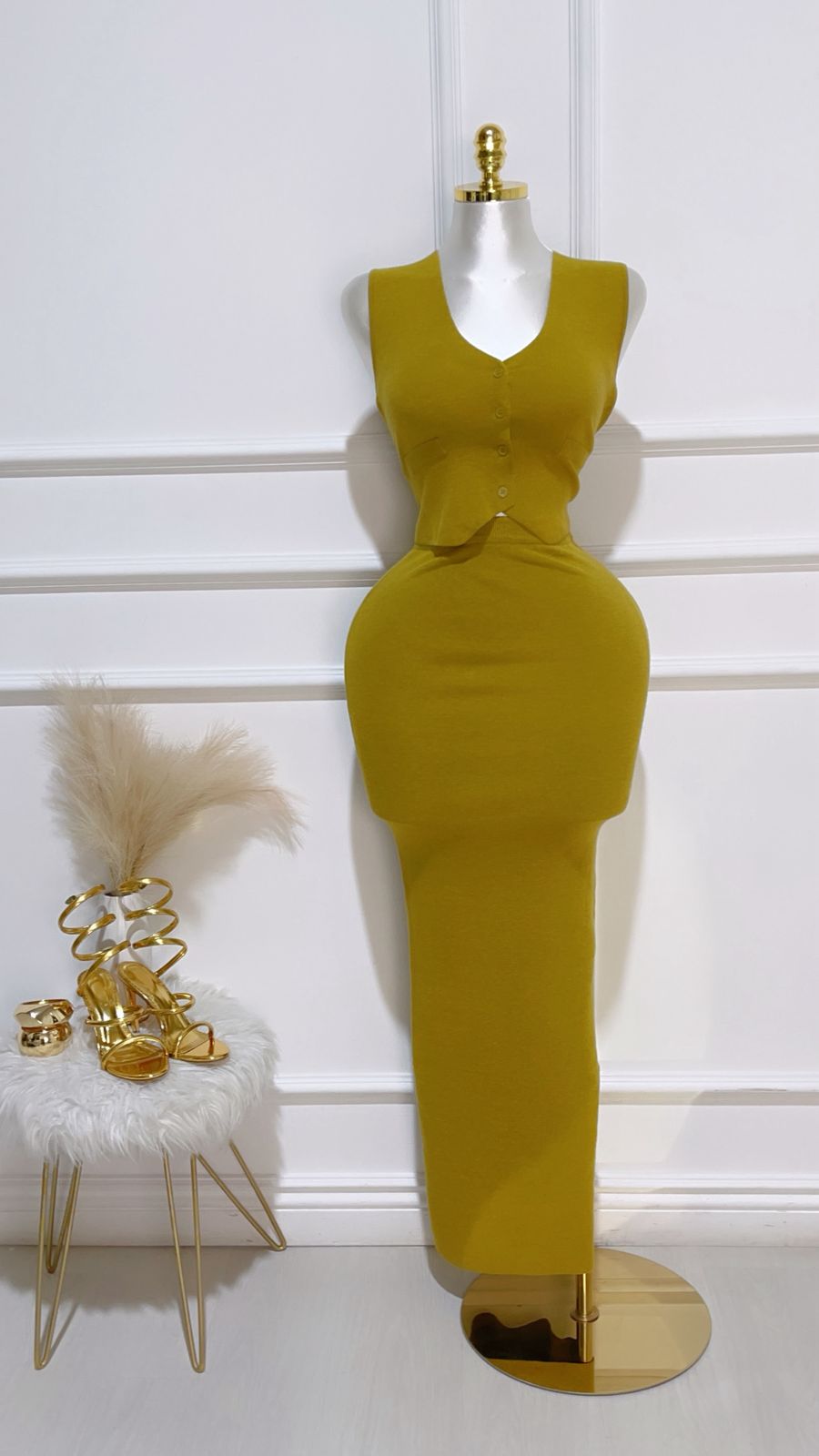 Set Chaleco Falda Larga