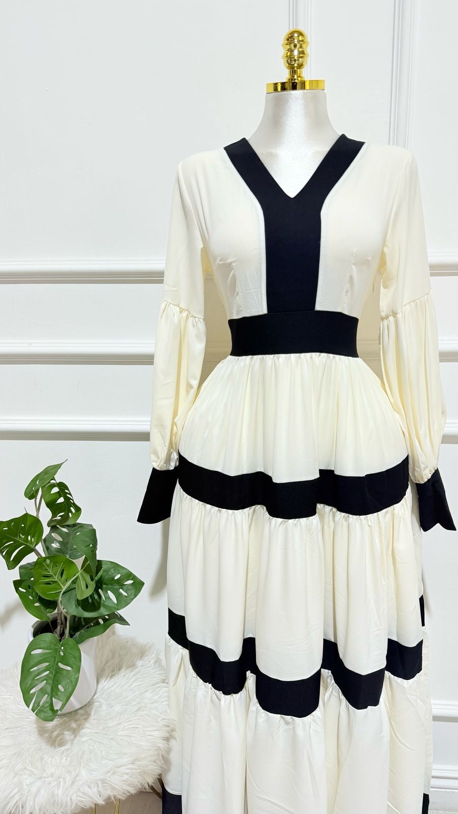 Vestido Monocromático Blanco/Negro