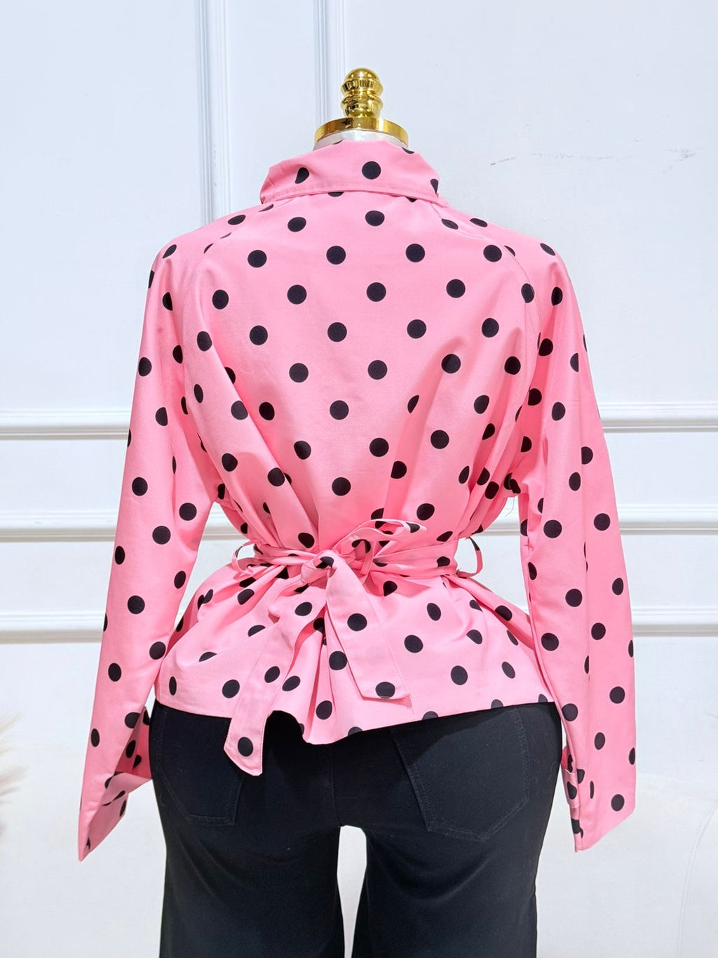 BLUSA MANGA LARGA POLKA ROSA