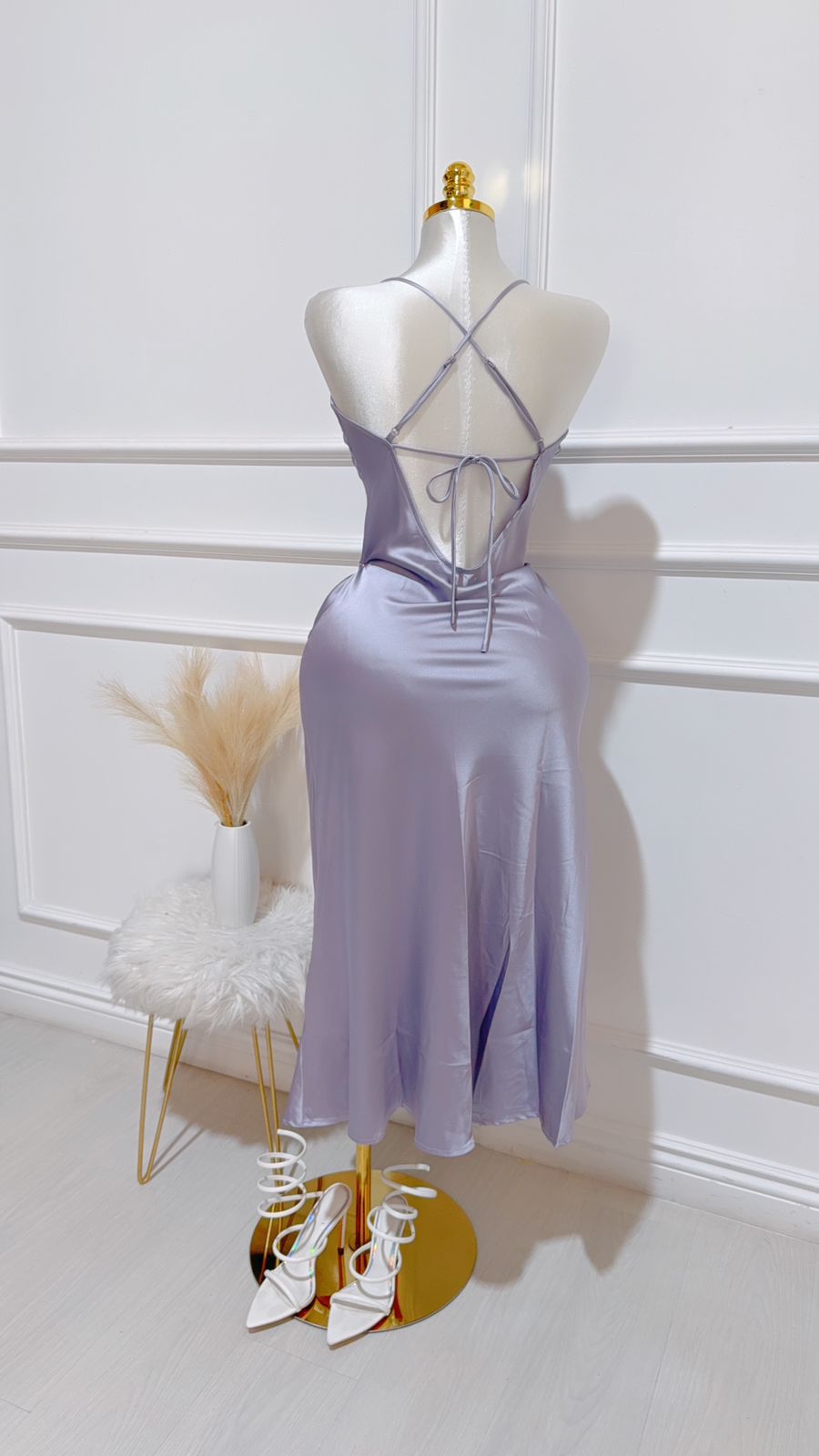 Vestido Largo Lavanda Abierto