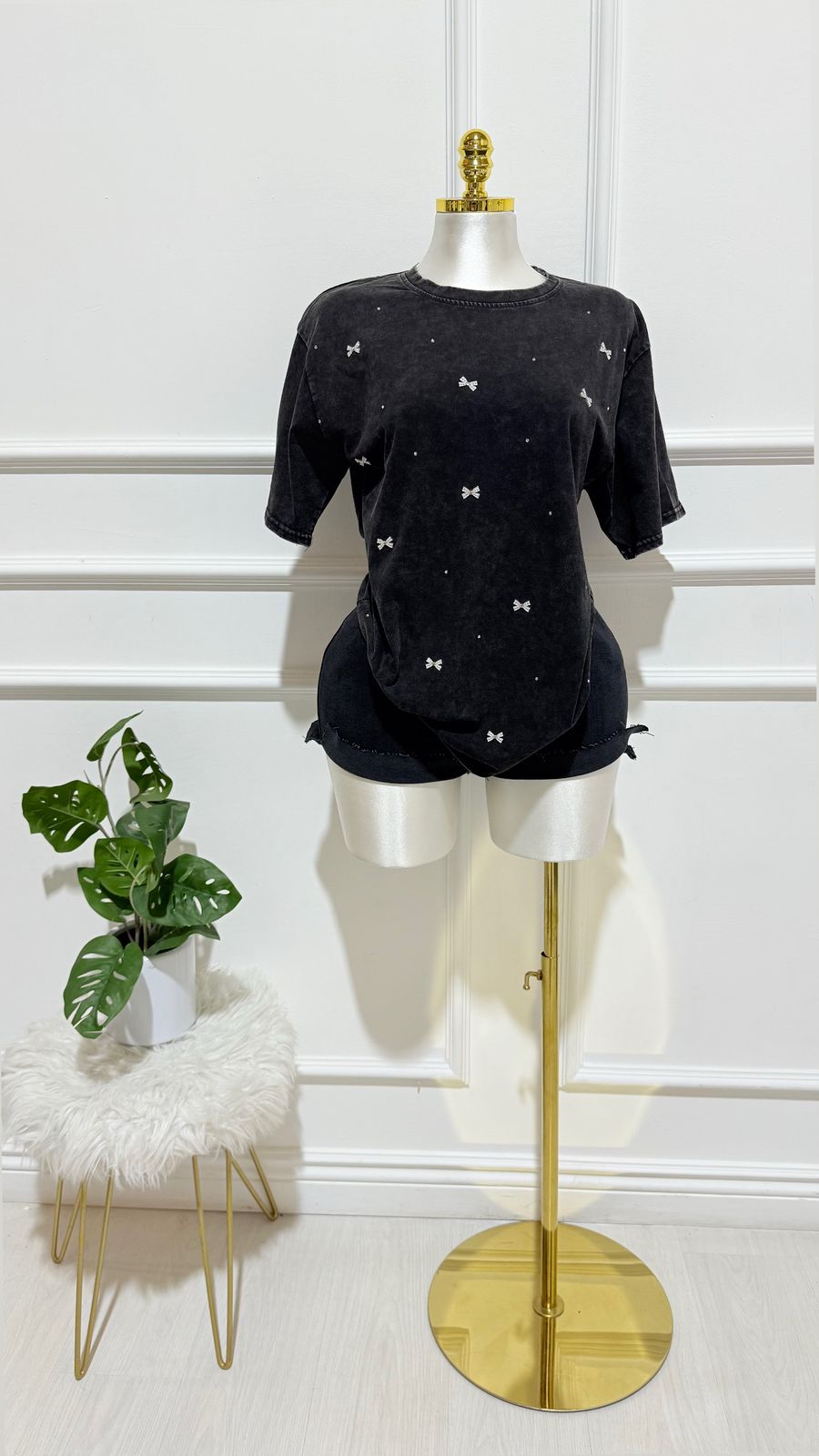 Playera Dama Rosa Oversized Negra