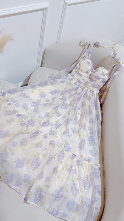 Vestido Largo Hombro Lazo Lavanda