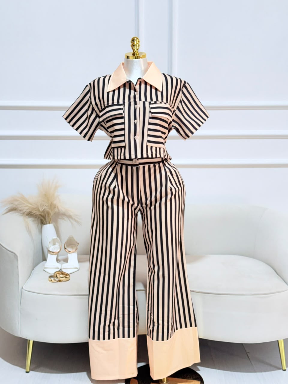 CONJUNTO PANTALON RAYAS DURAZNO