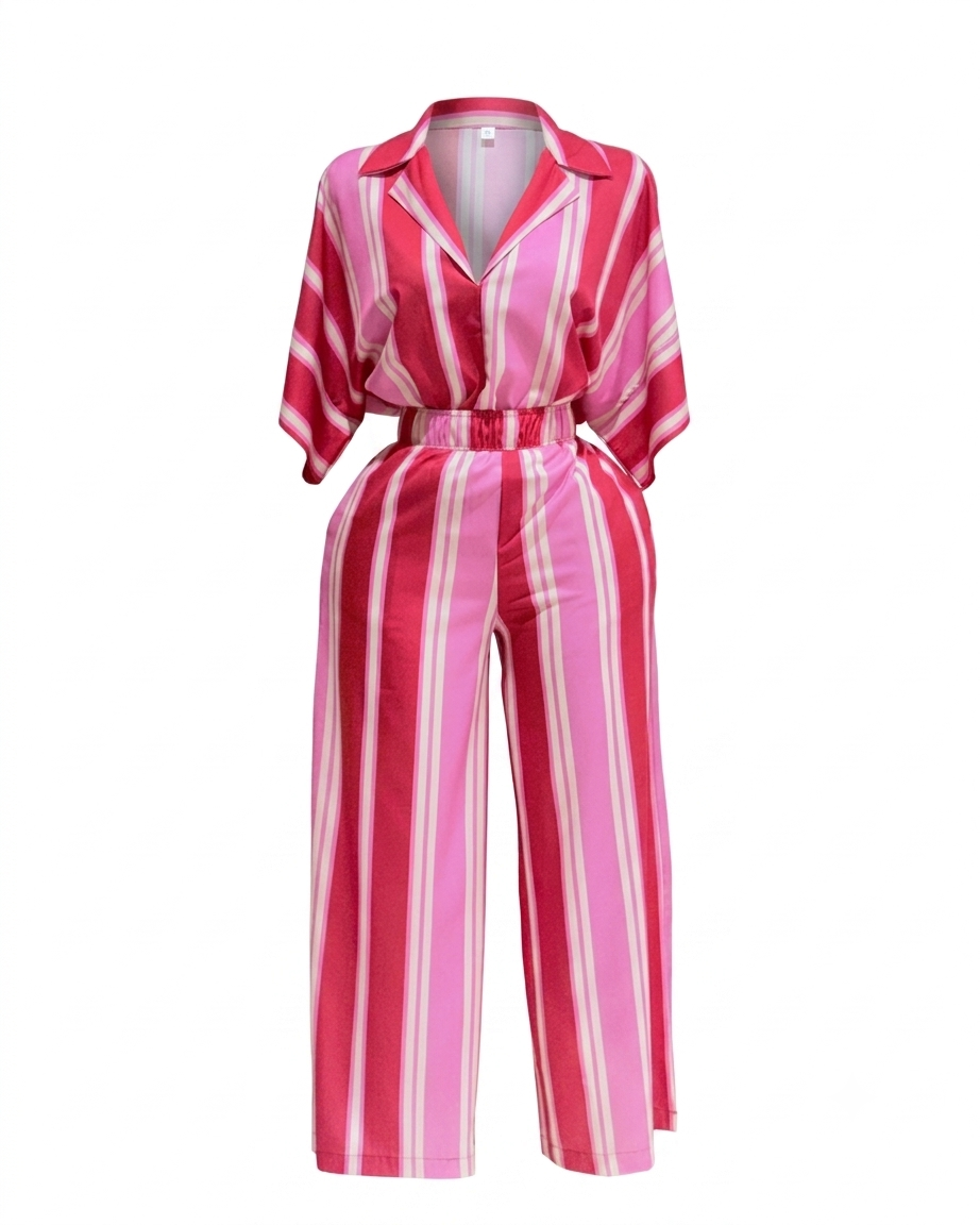 CONJUNTO PANTALÓN RAYAS ROSA