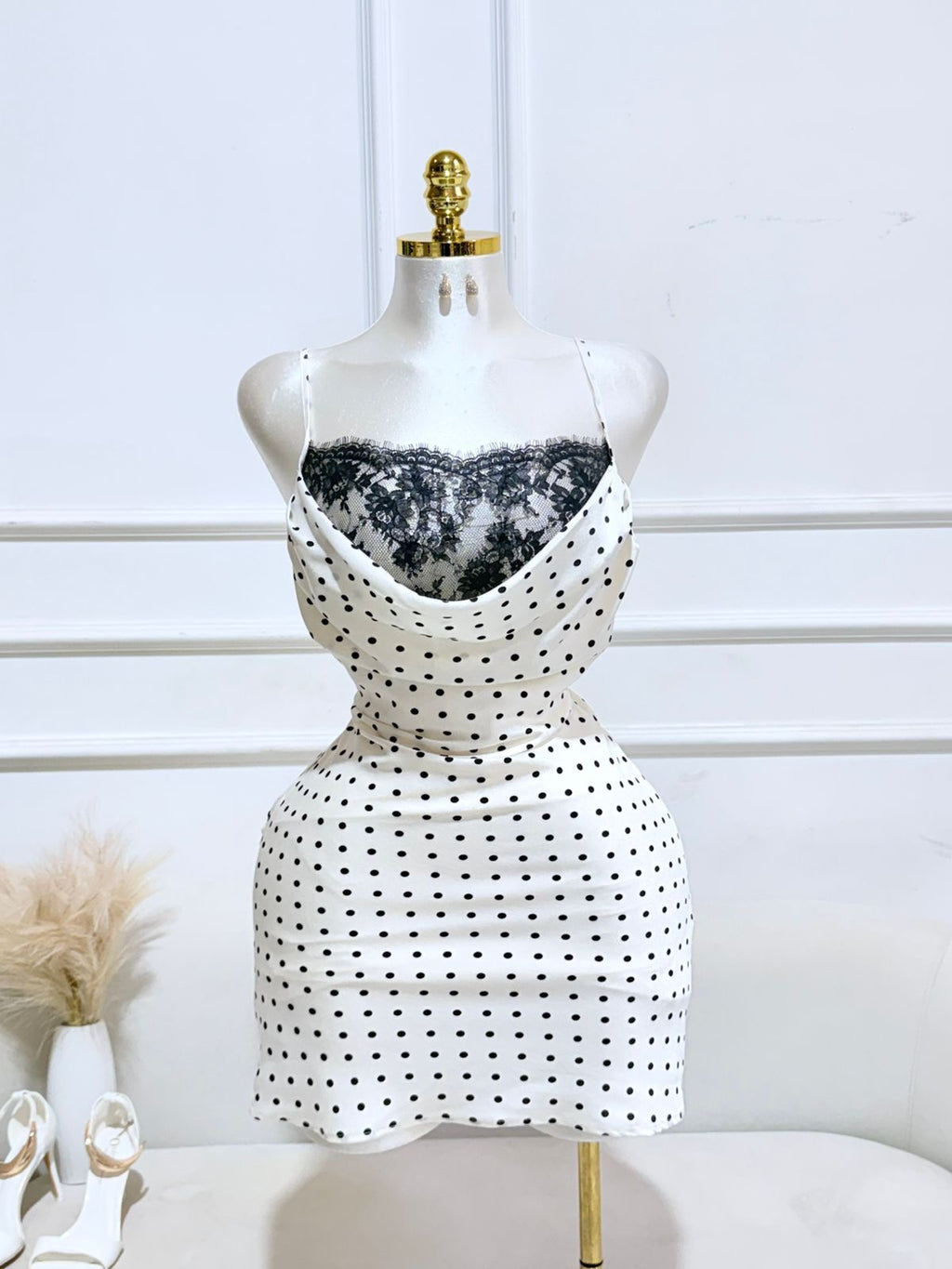 VESTIDO CORTO BLANCO POLKA ENCAJE