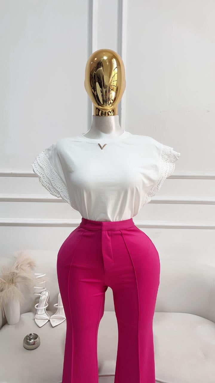 BLUSA BLANCA MANGA CON ENCAJE