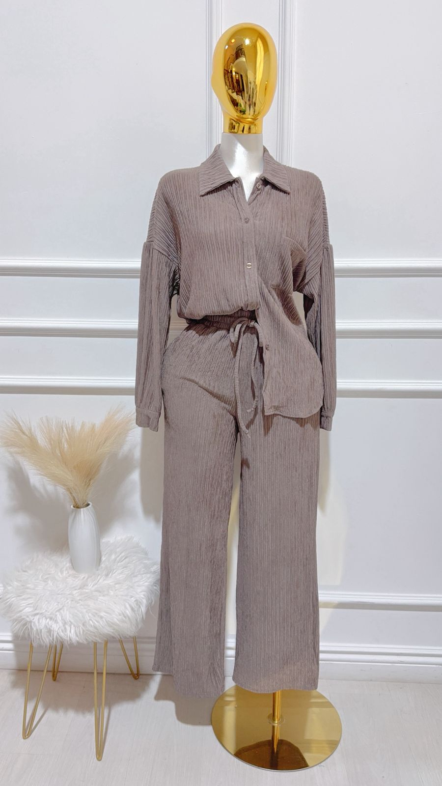 Set Con Botones Plisado Coco