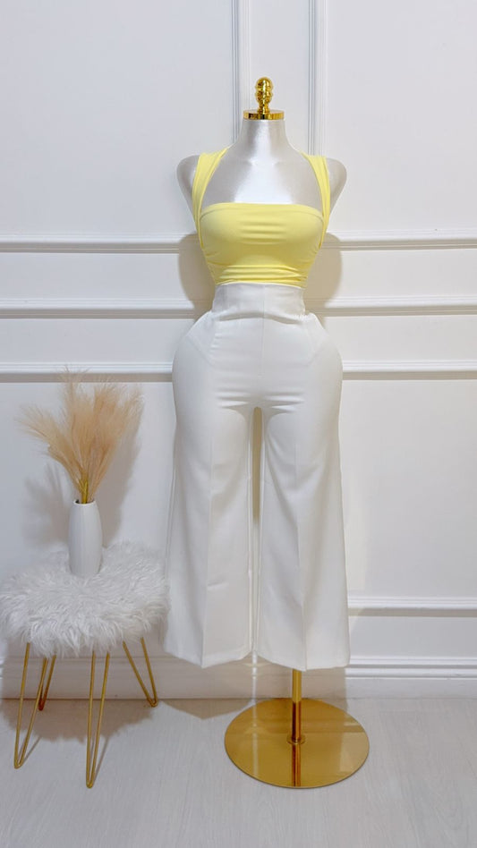 Pantalón Cintura Alta Ancho Cream