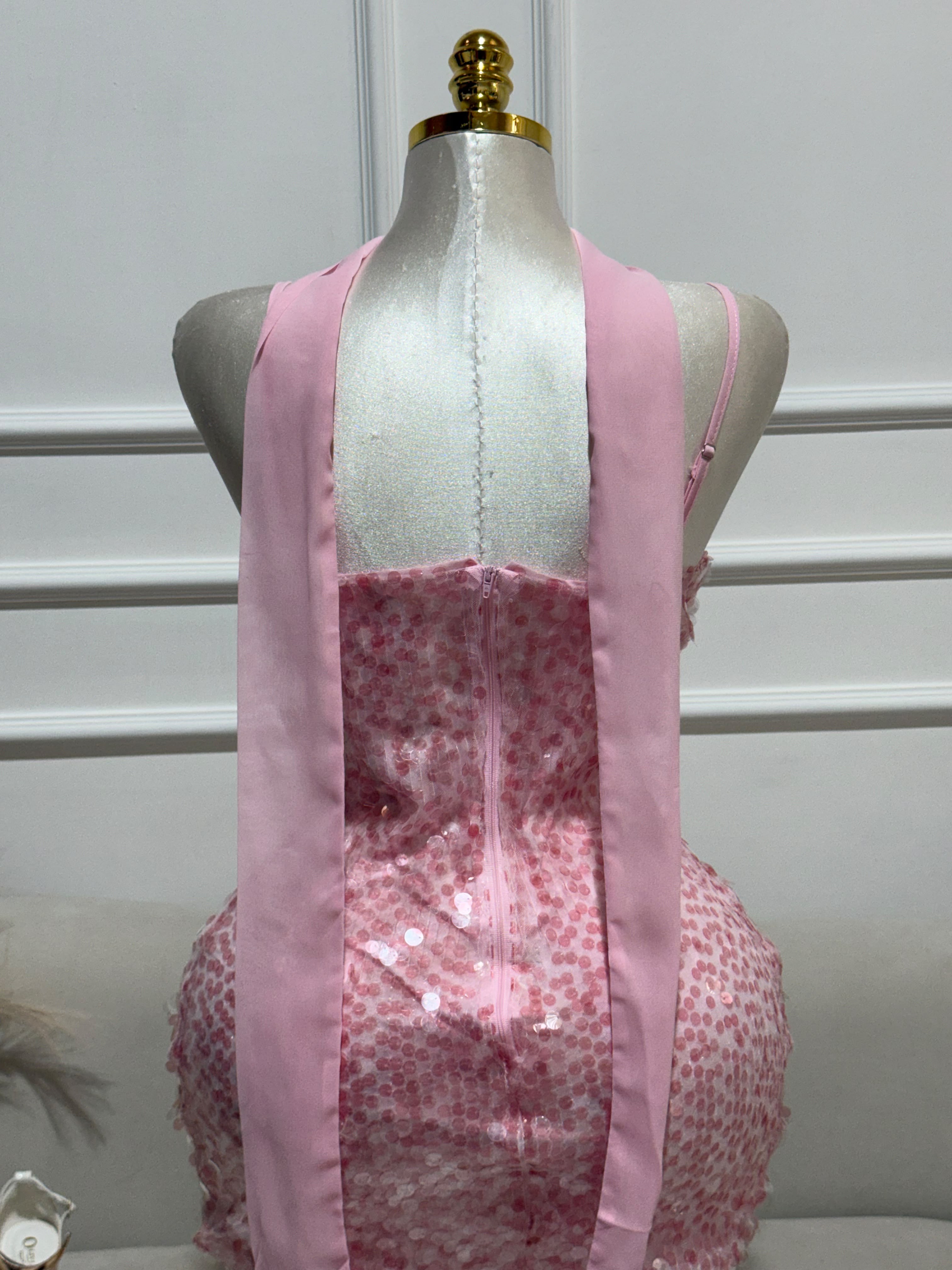 VESTIDO LENTEJUELAS ROSA