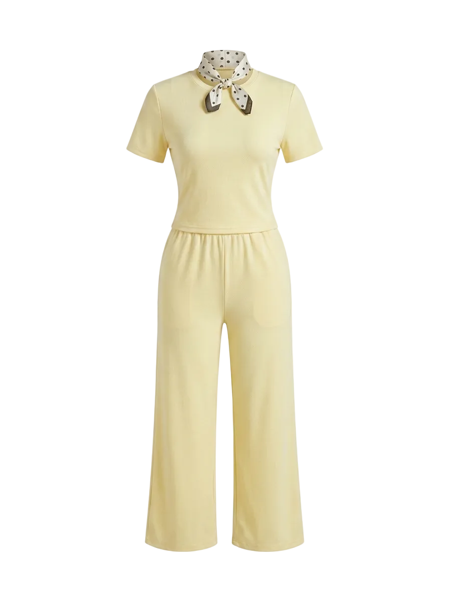 CONJUNTO PANTALON AMARILLO MANGA CORTA