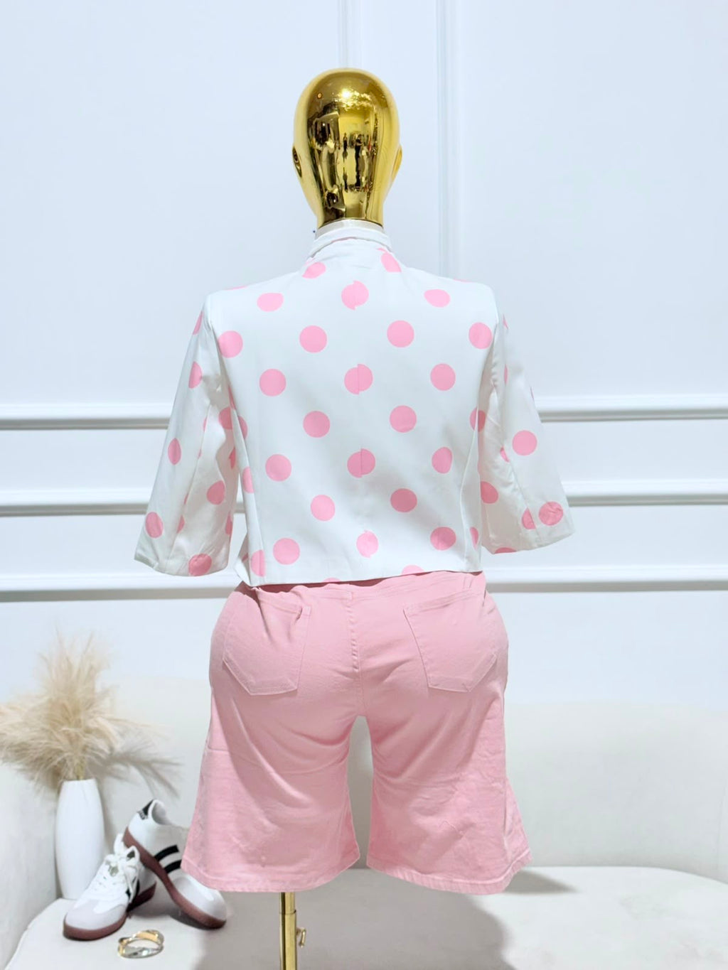 BLUSA BLANCA ROSA POLKA