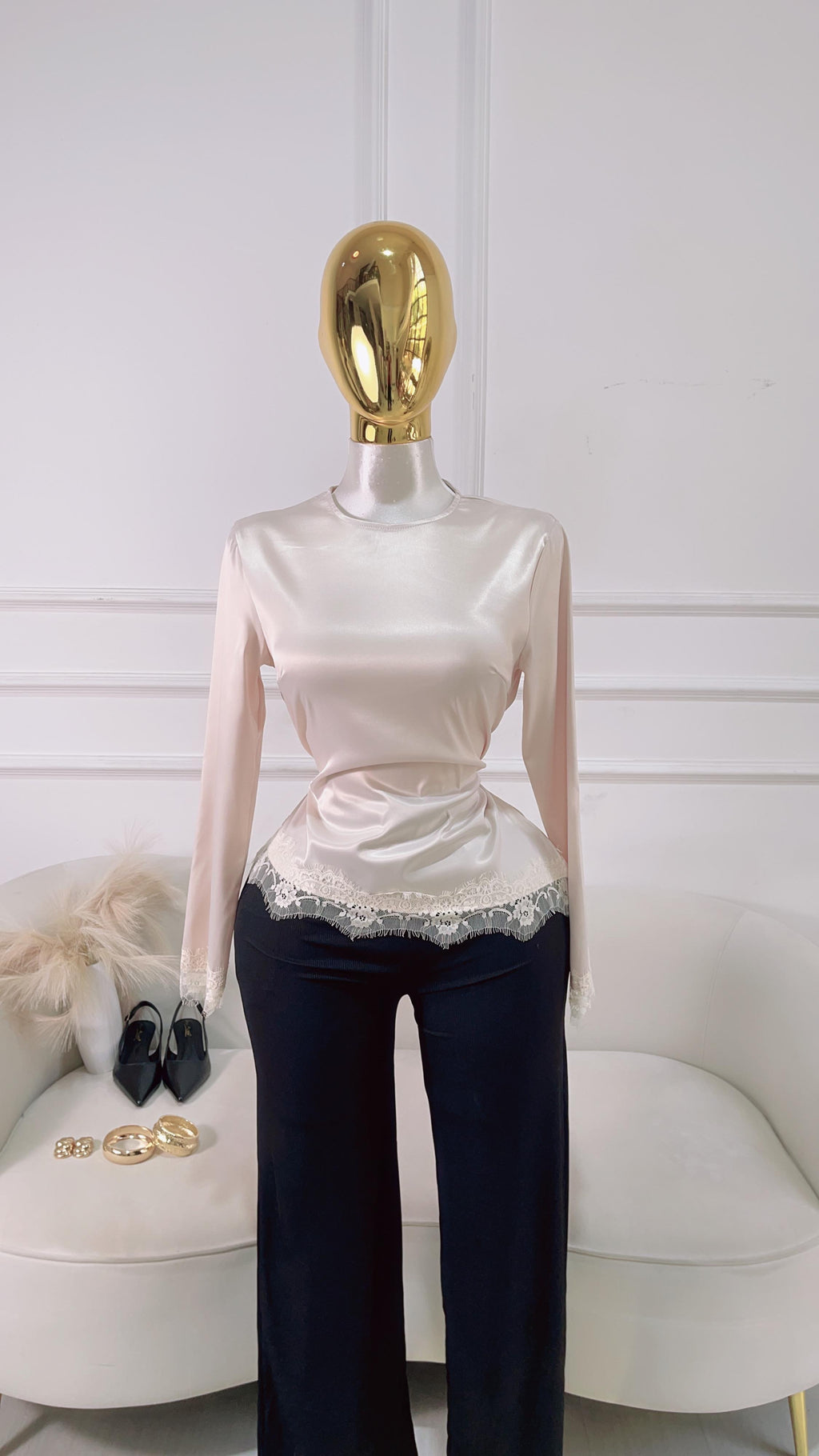 BLUSA SATIN BEIGE