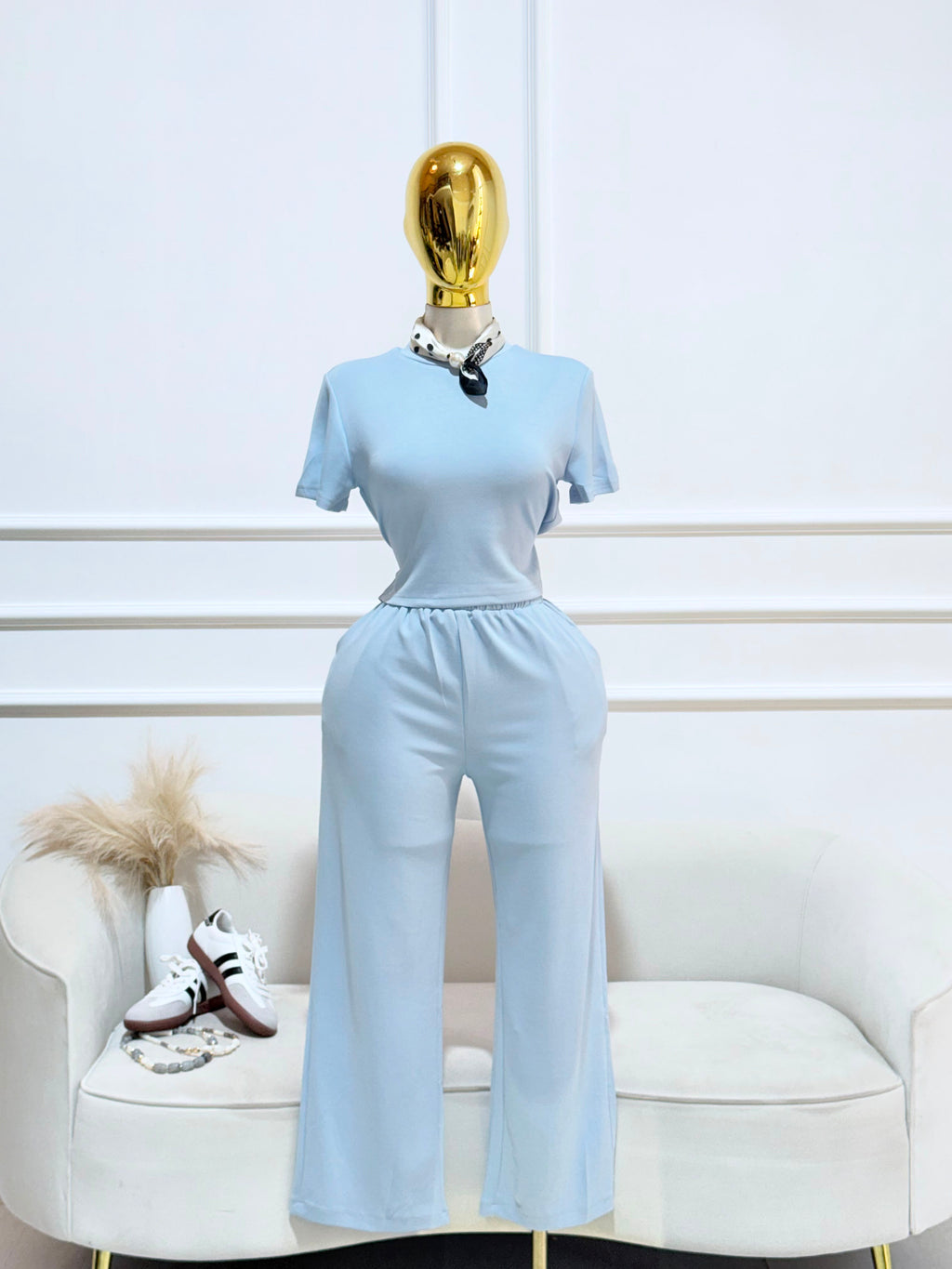 CONJUNTO PANTALÓN AZUL MANGA CORTA