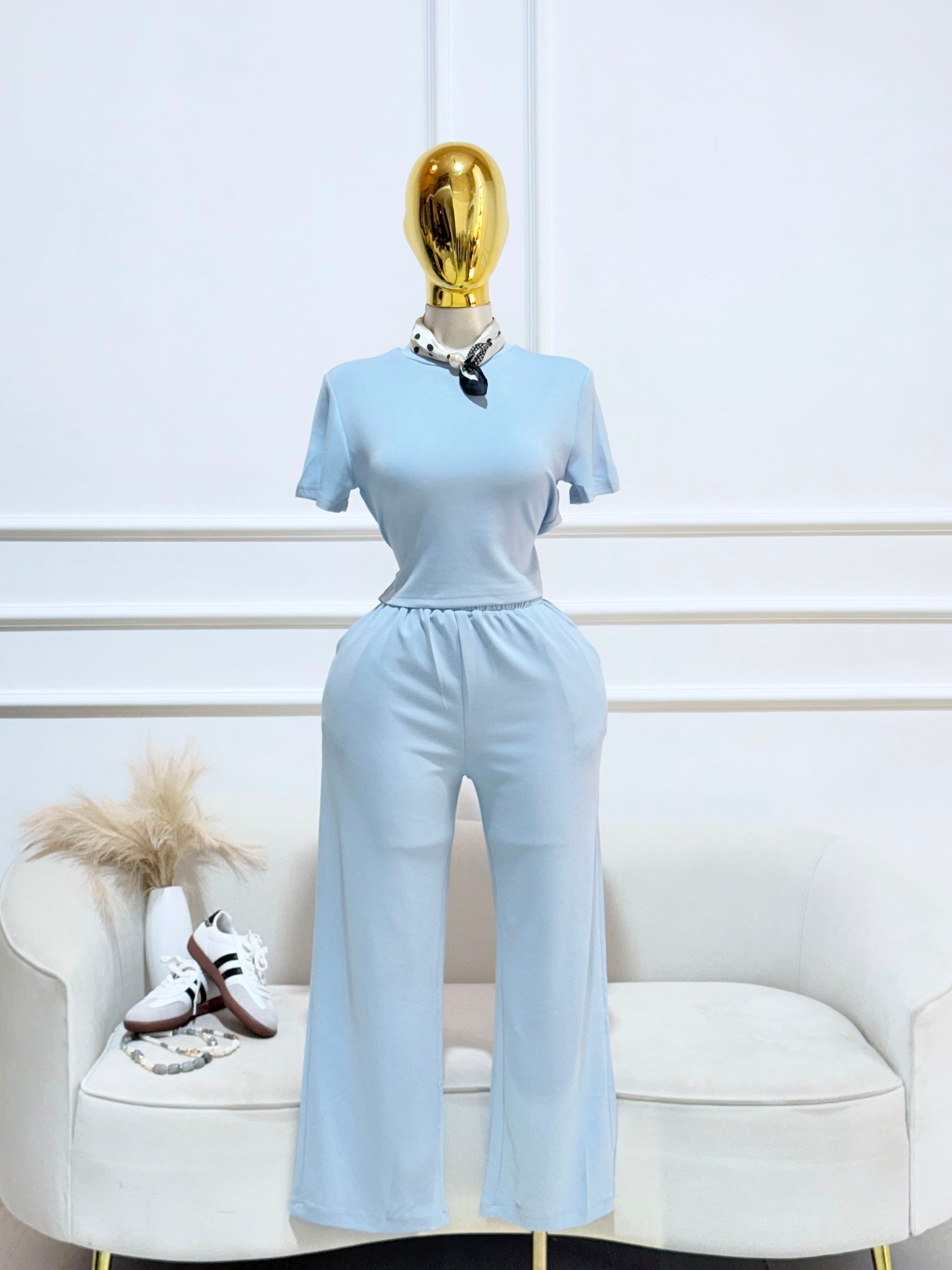 CONJUNTO PANTALÓN AZUL MANGA CORTA