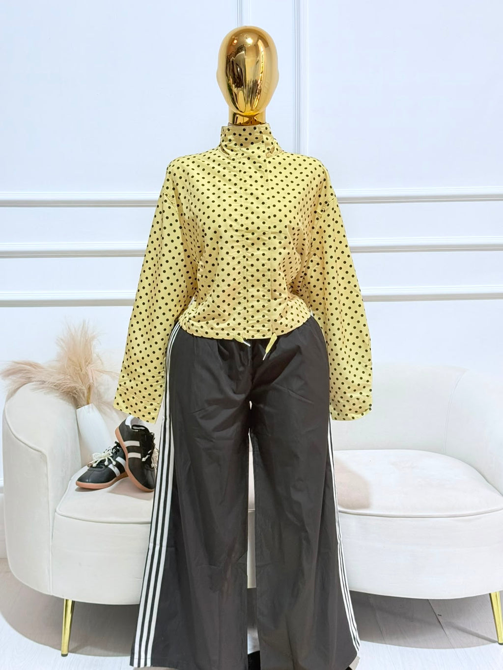 BLUSA AMARILLA MANGA LARGA POLKA