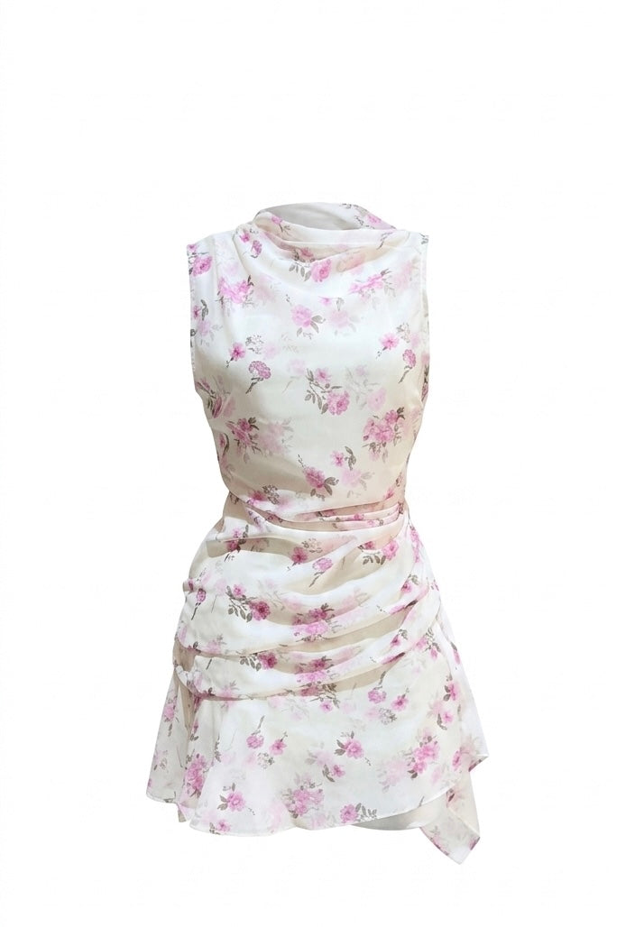 VESTIDO FLORES ROSA CORTO