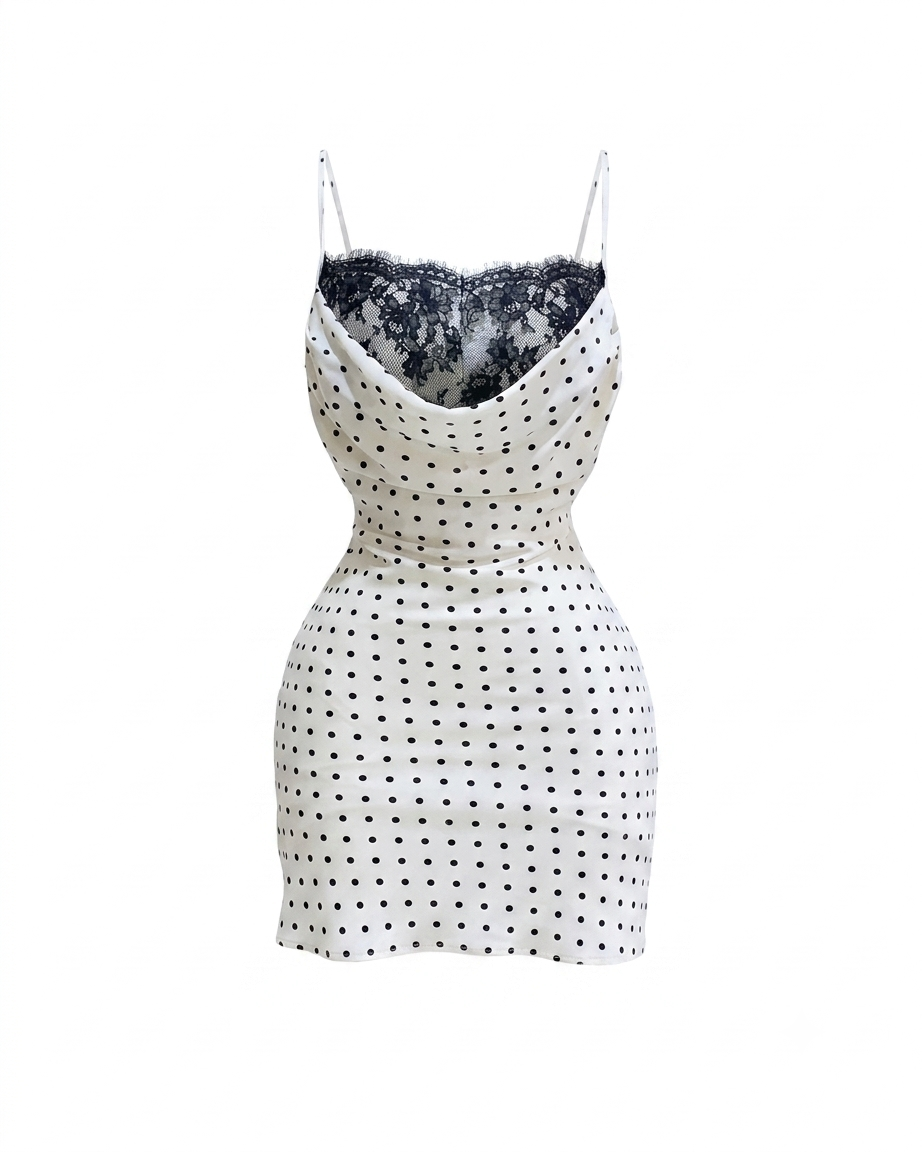 VESTIDO CORTO BLANCO POLKA ENCAJE