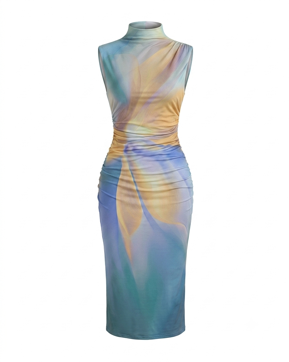 VESTIDO MESH AZUL LARGO