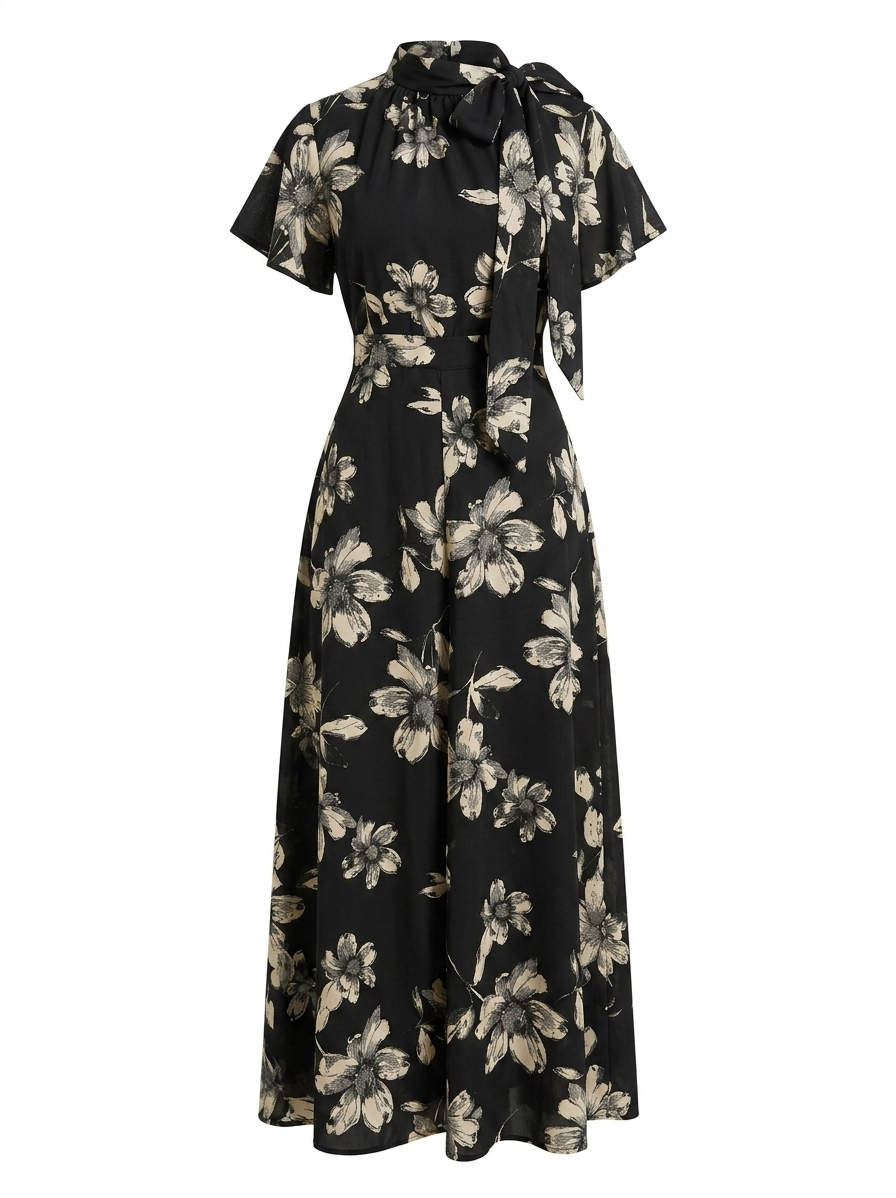 CONJUNTO PANTALON NEGRO FLORES