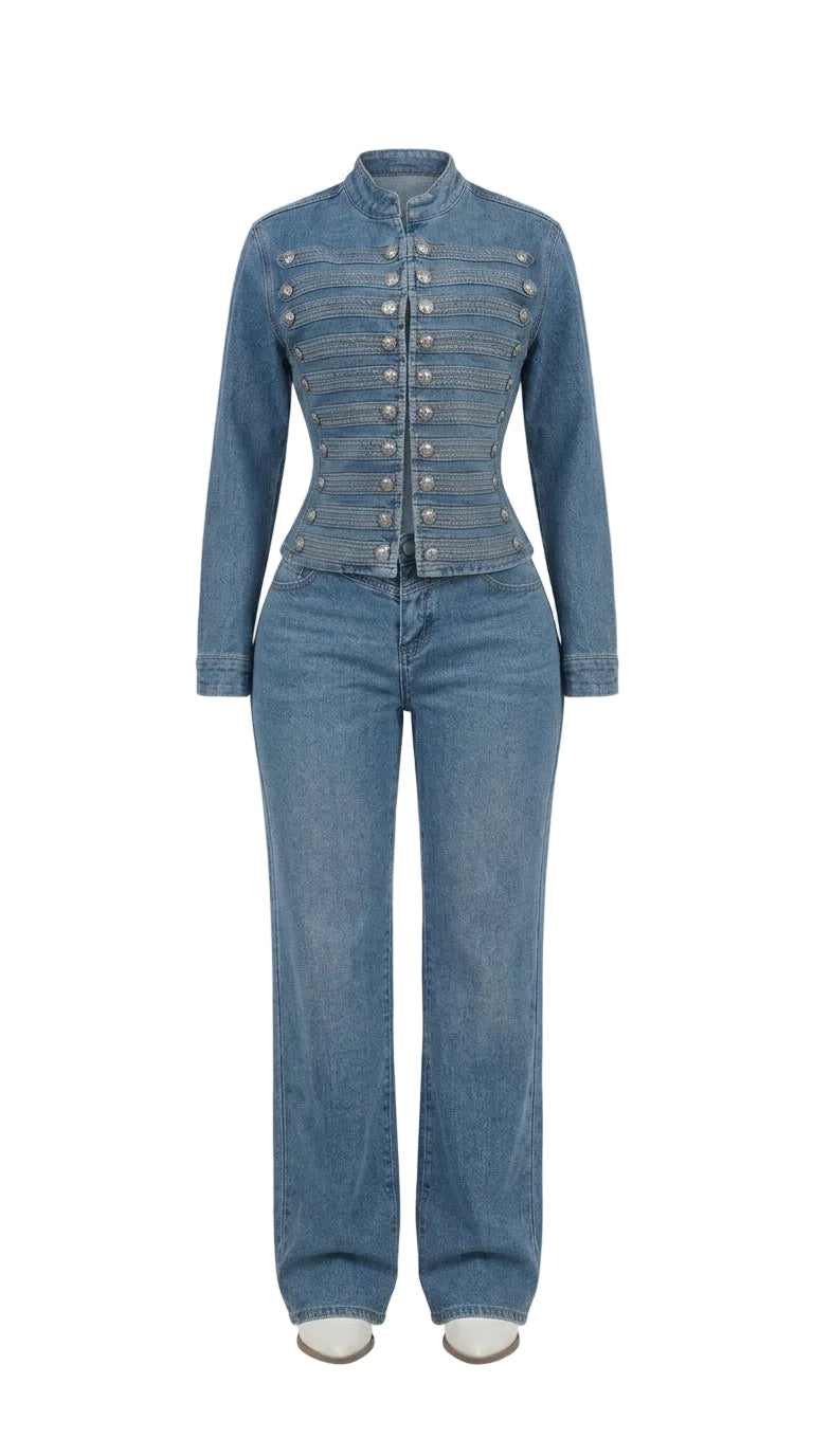 Conjunto mezclilla botones ml pantalon