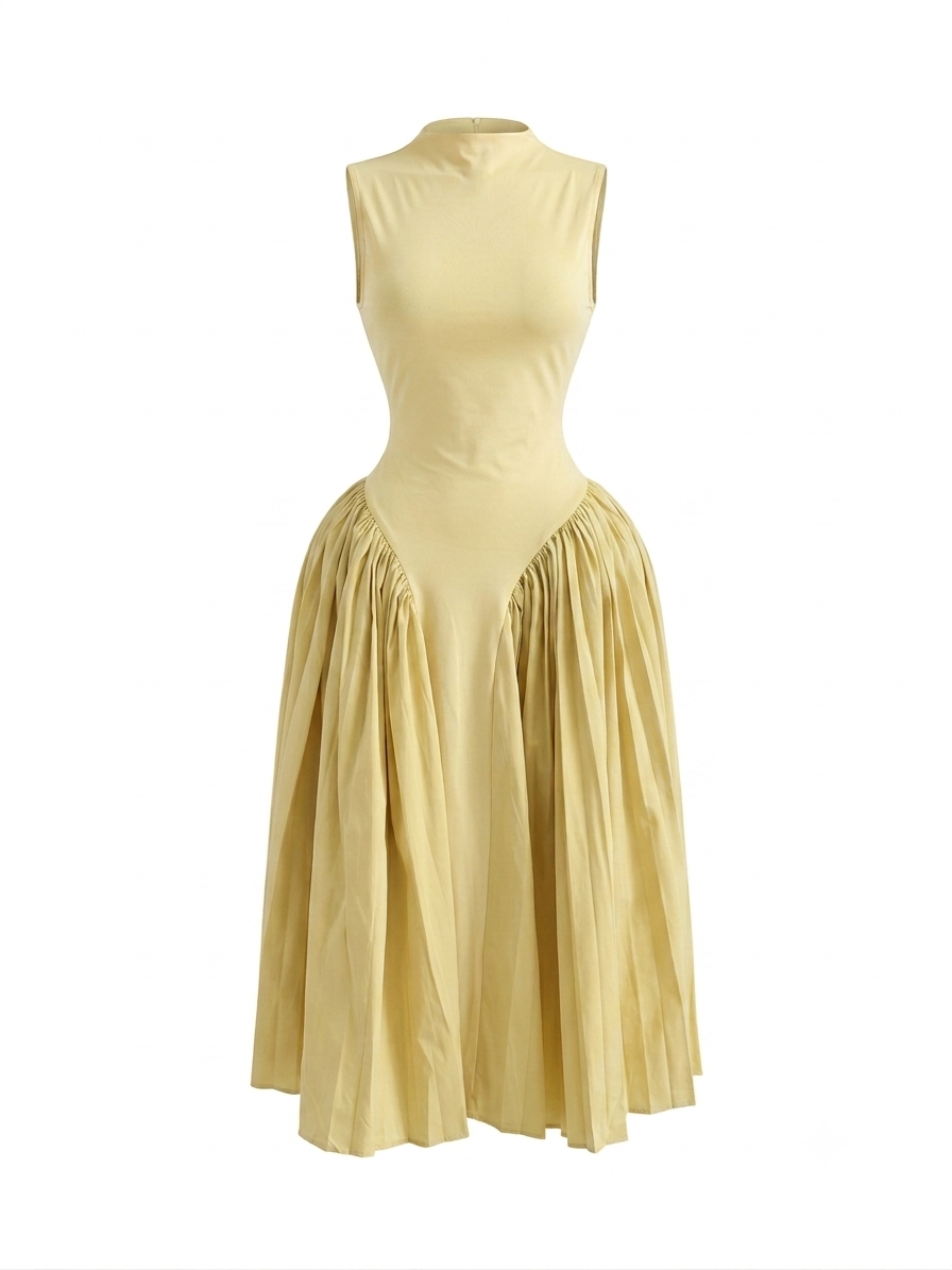 VESTIDO AMARILLO LARGO HALTER