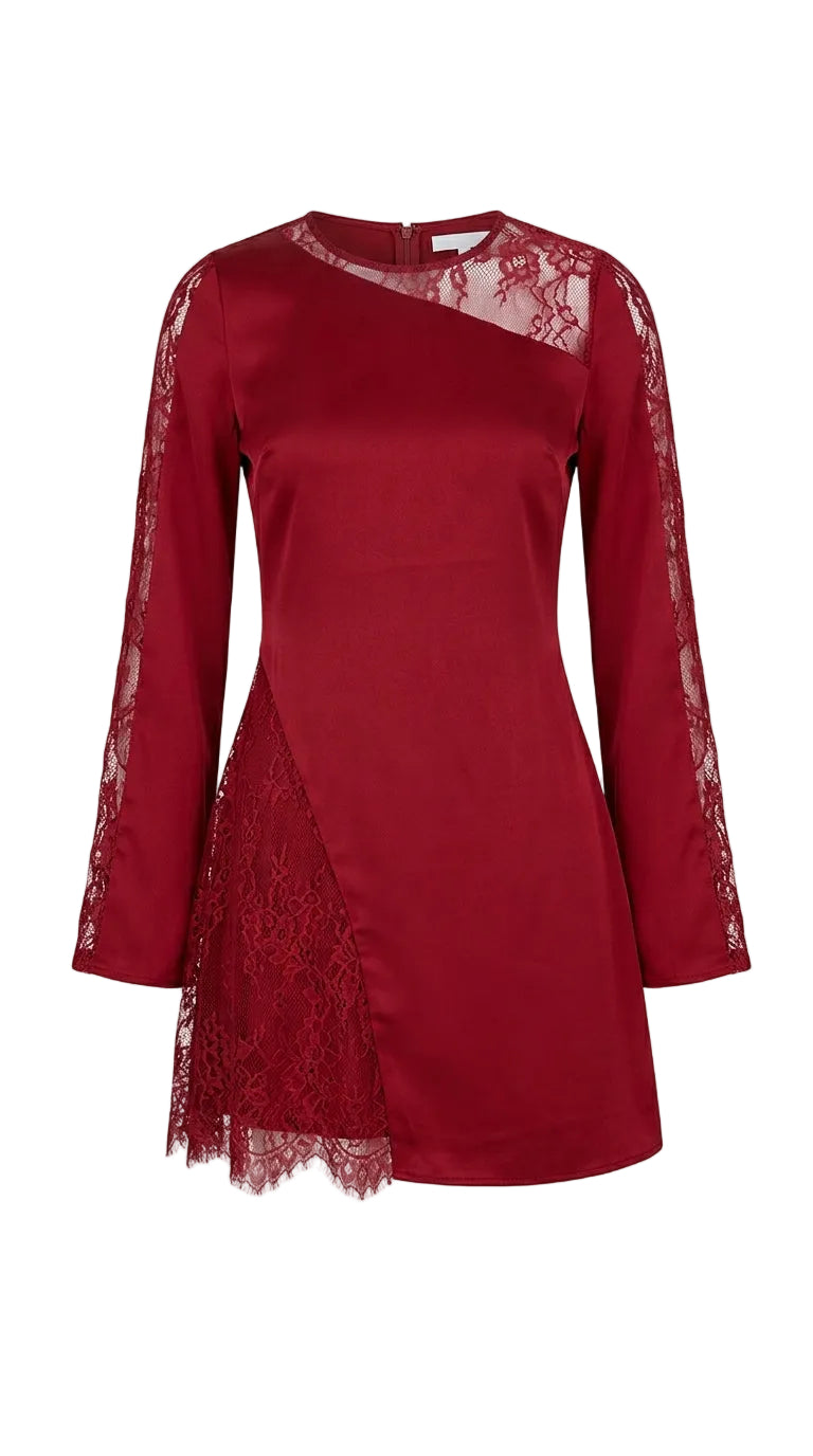 Vestido rojo ml encaje