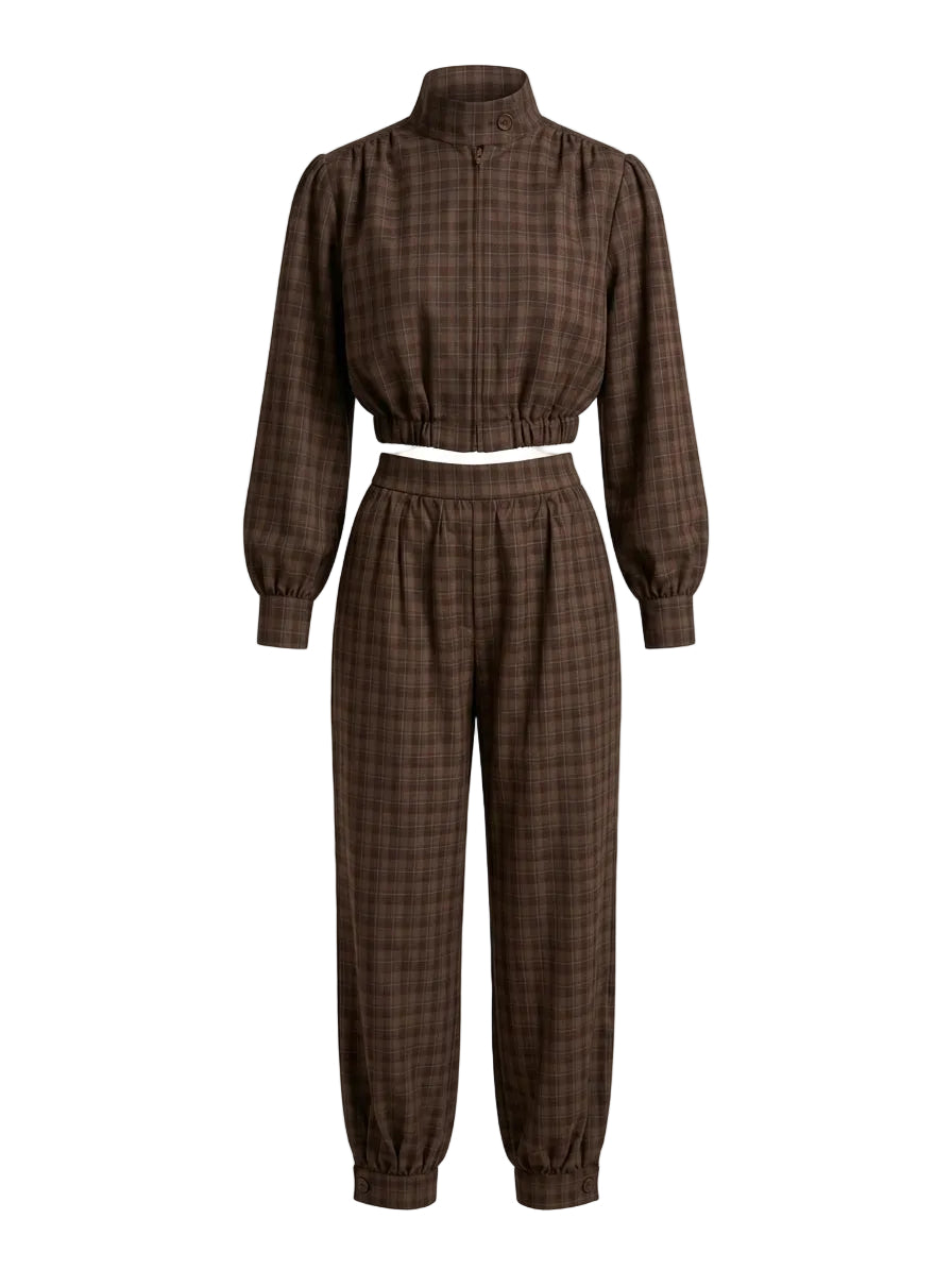 CONJUNTO PANTALON CUADRADO CAFE