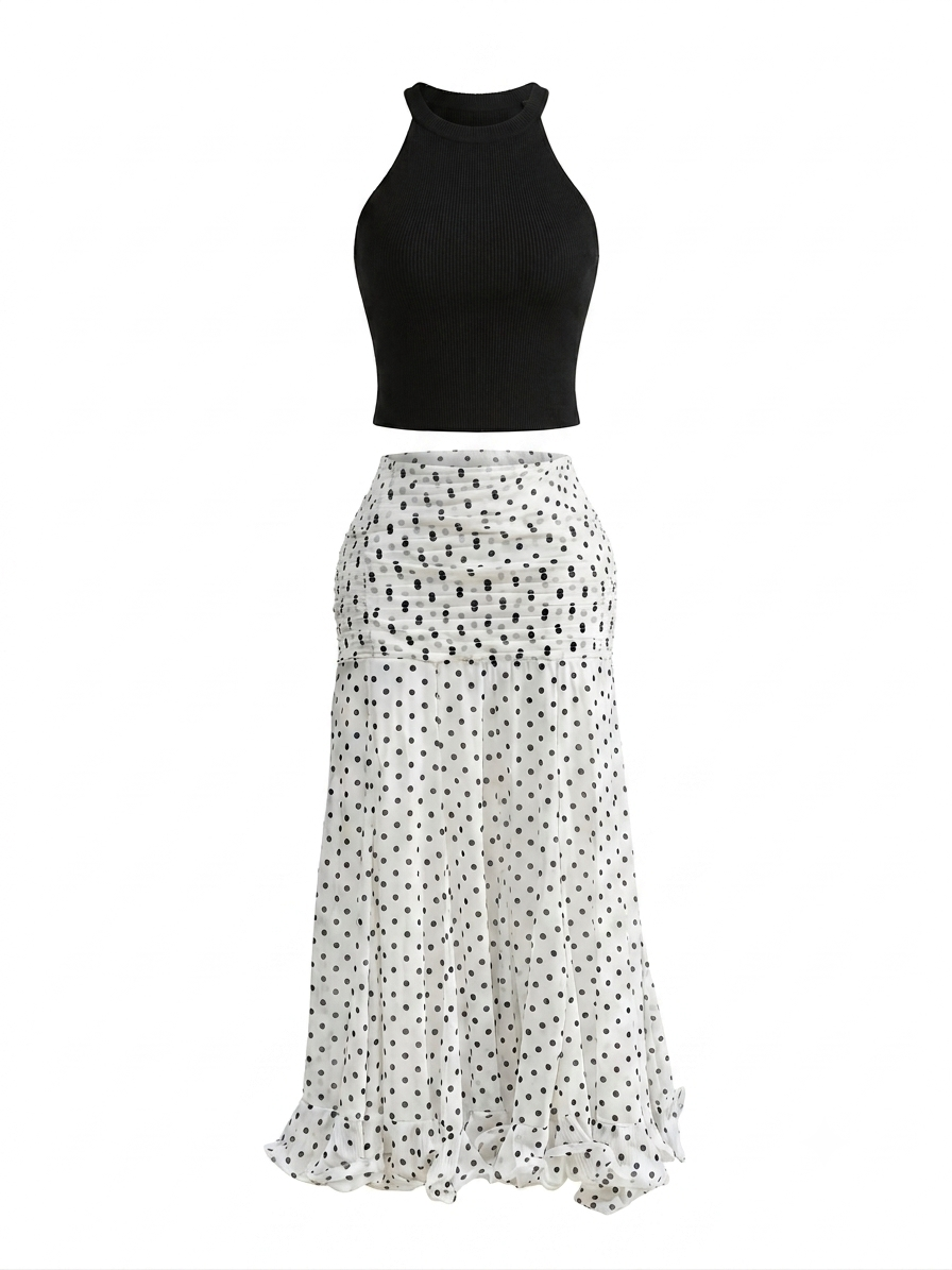 FALDA BLANCA LUNARES
