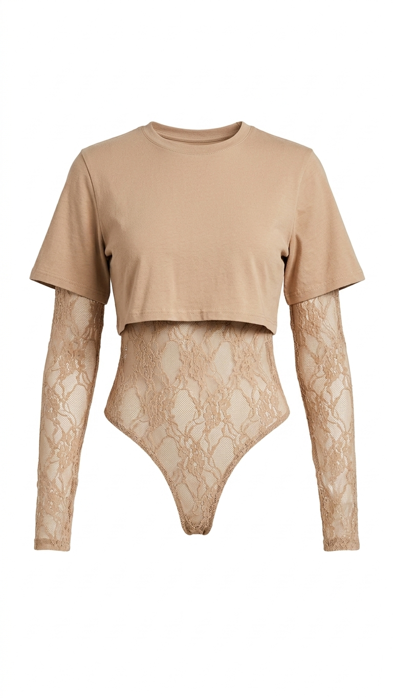 PANTIBLUSA BEIGE ENCAJE