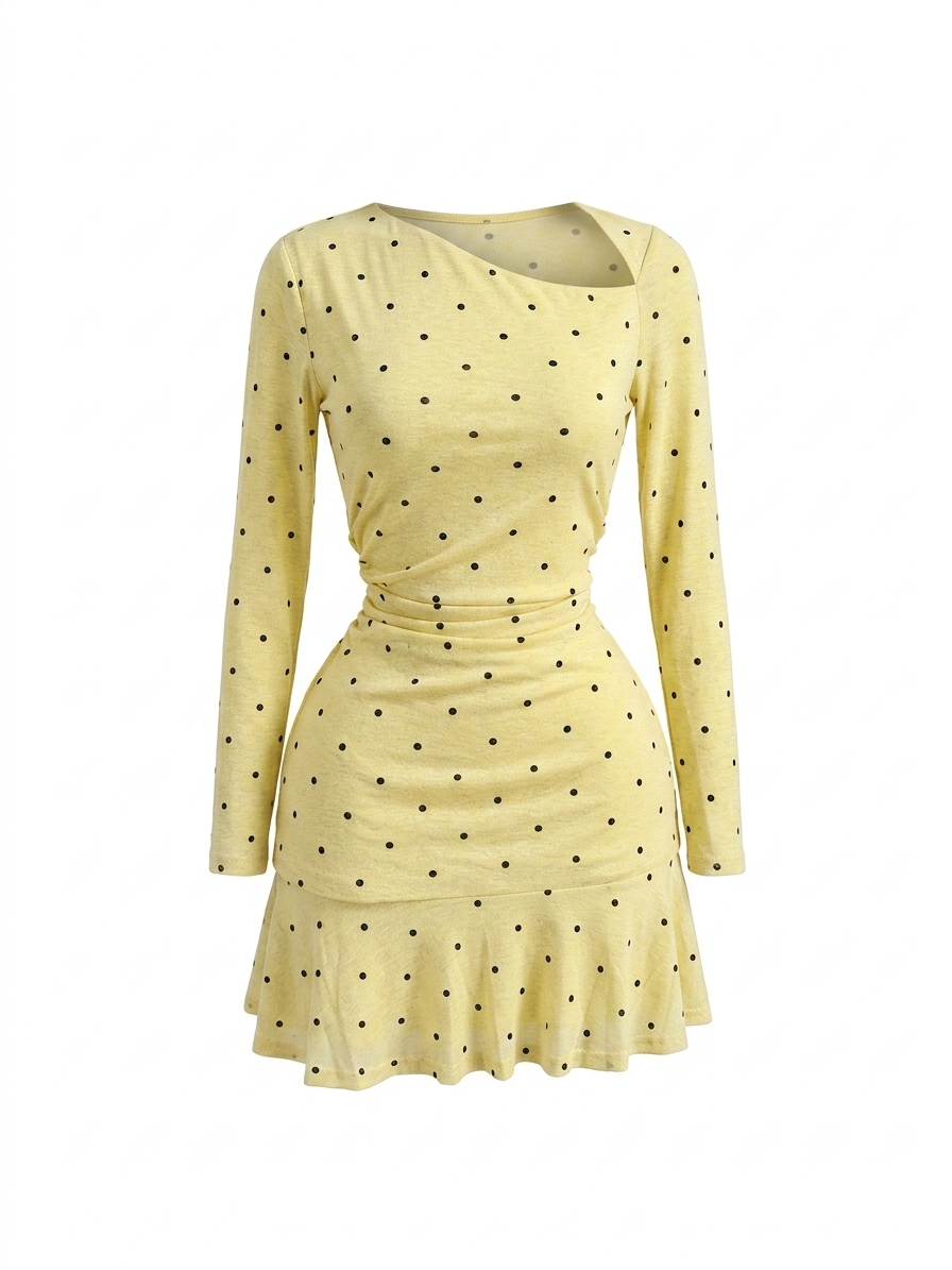 VESTIDO AMARILLO CORTO POLKA