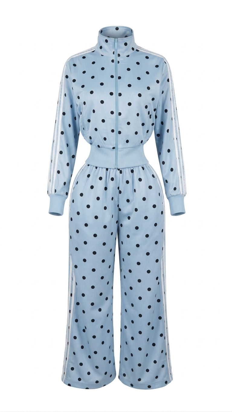 CONJUNTO AZUL PUNTOS NEGROS